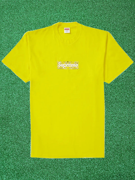 Camiseta con logo de Supreme Bandana Box en color amarillo