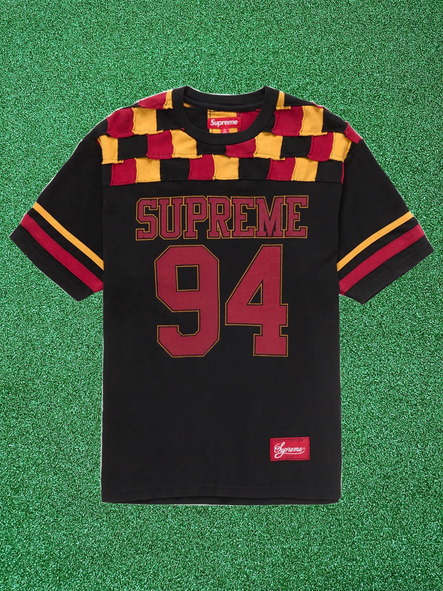 Camiseta de fútbol Supreme Patchwork Yoke negra