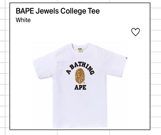 BAPE Jewels College White Tee