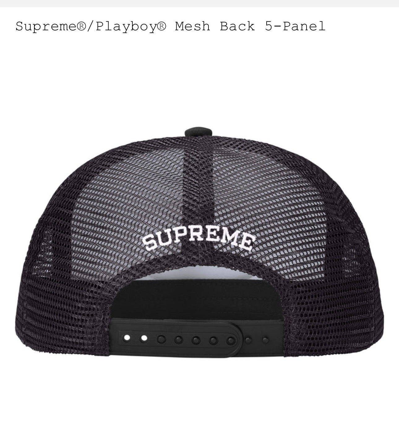 Supreme Playboy Mesh SnapBack 5 Panel Black