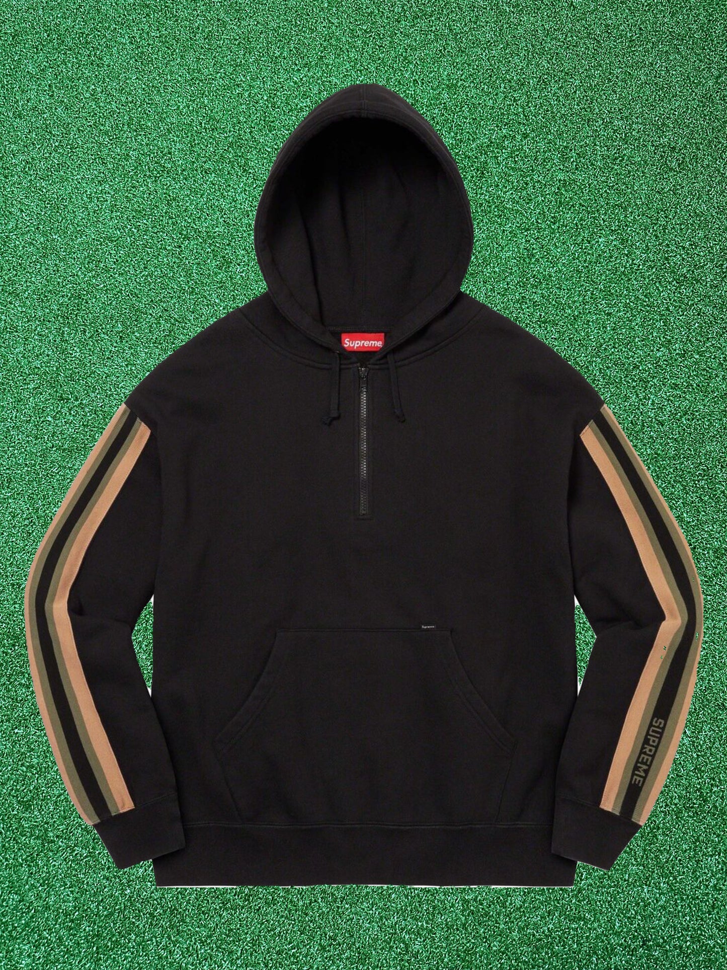 Supreme Stripe Sleeve Half Zip – Black