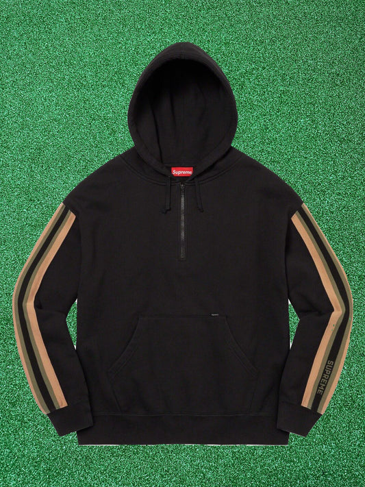 Supreme Stripe Sleeve Half Zip – Black
