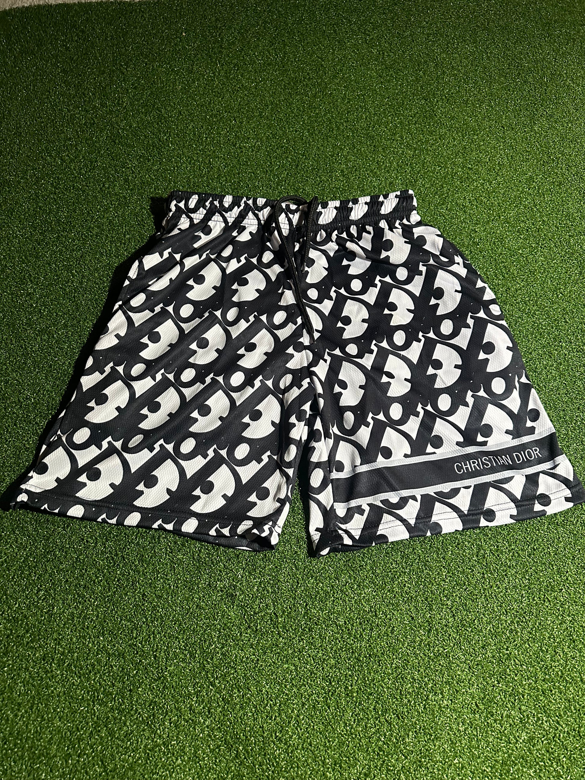 Luxury-inspired Dior style custom mesh shorts breathable streetwear sizes S to 3XL