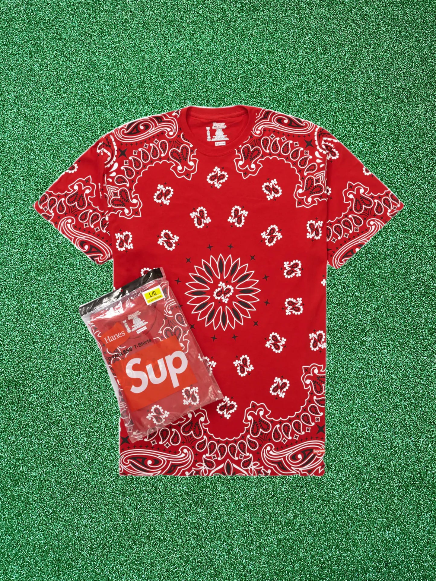 Camisetas sin etiqueta con bandana Supreme Hanes (paquete de 2) en color rojo