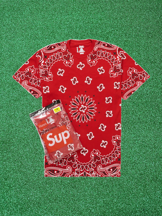 Camisetas sin etiqueta con bandana Supreme Hanes (paquete de 2) en color rojo
