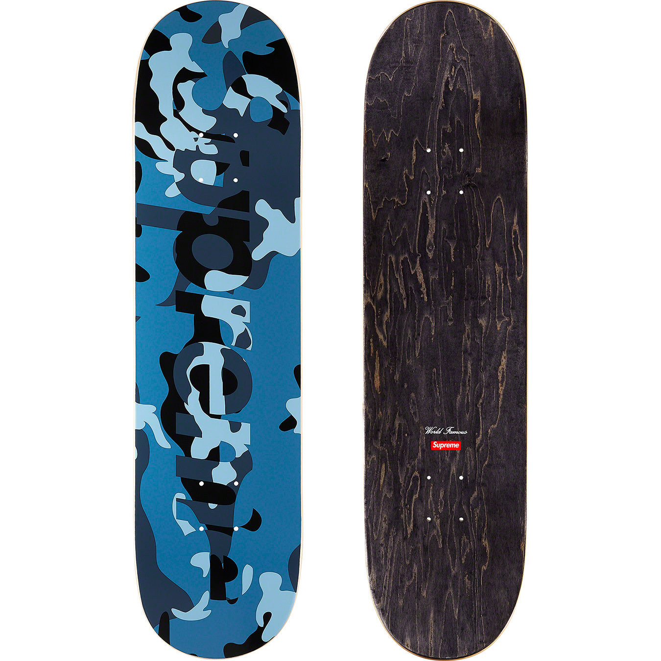 Supreme Blue Camo Logo Skateboard Deck