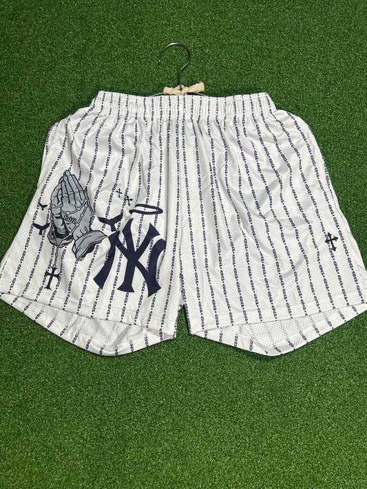 Pantalones cortos de béisbol personalizados - Yankees de Nueva York en blanco