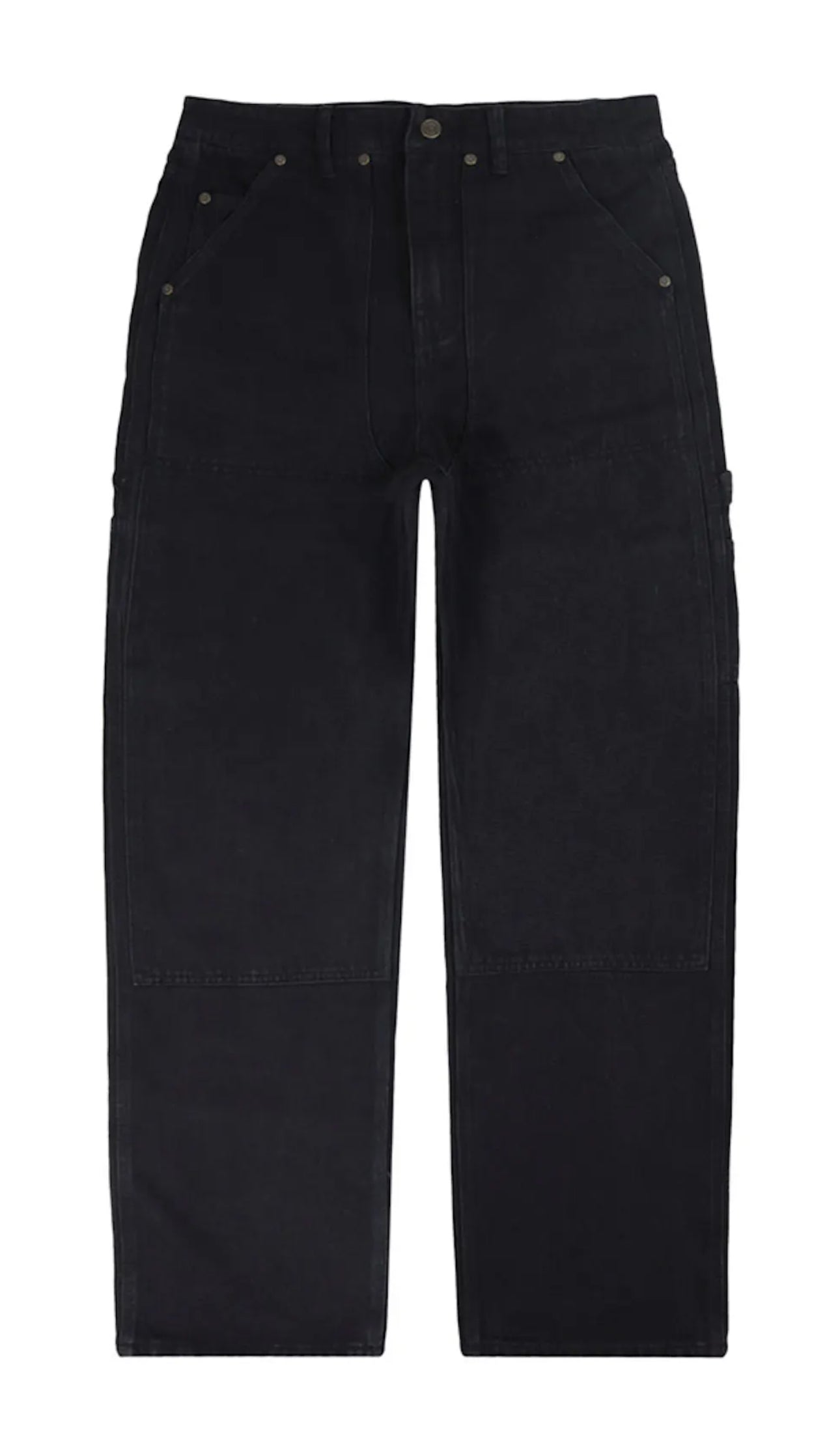 Pantalón de carpintero con logotipo de mezclilla deshilachada de FTP - Negro