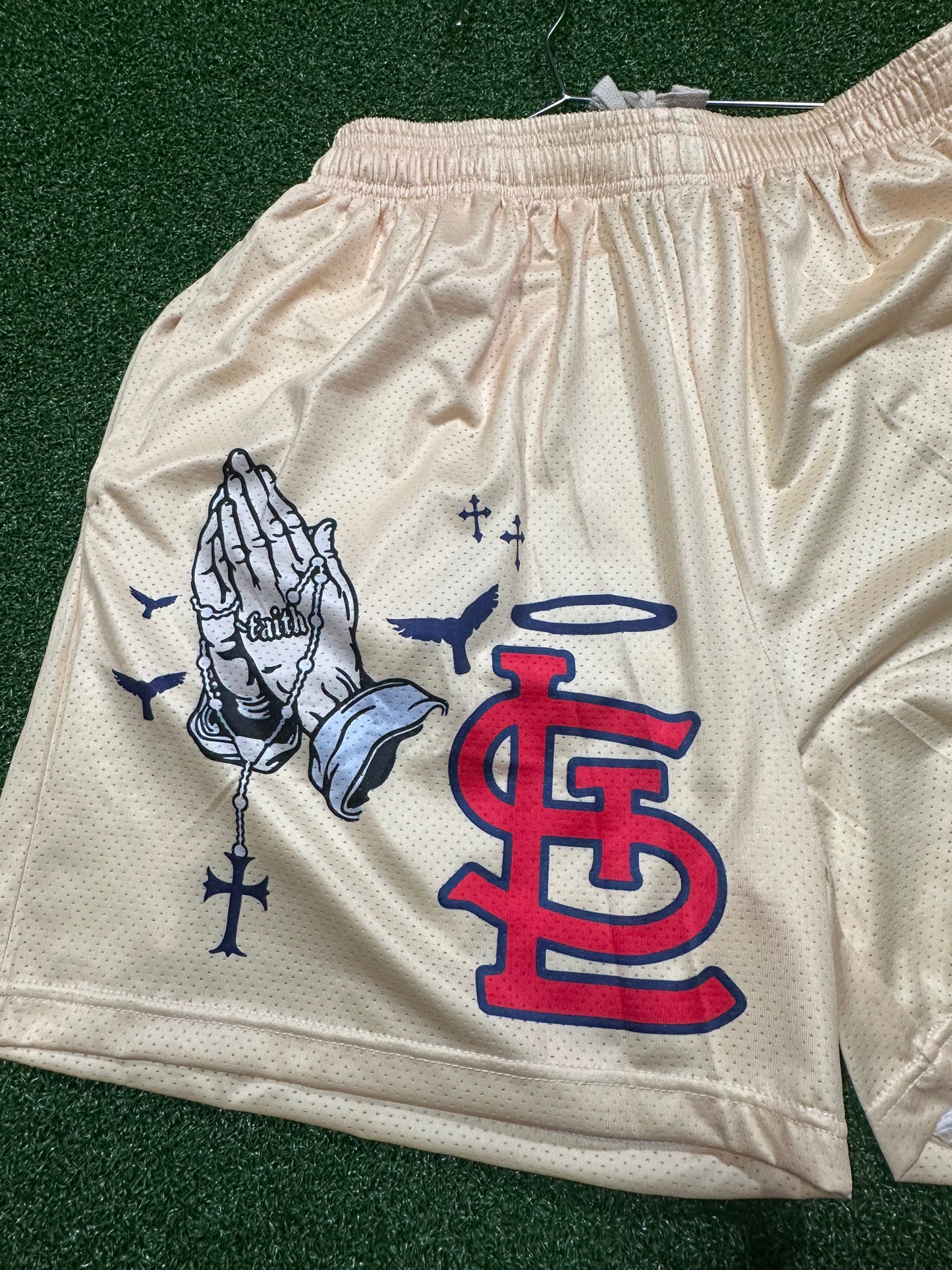 Pantalones cortos de béisbol personalizados - Crema St. Louis Cardinals