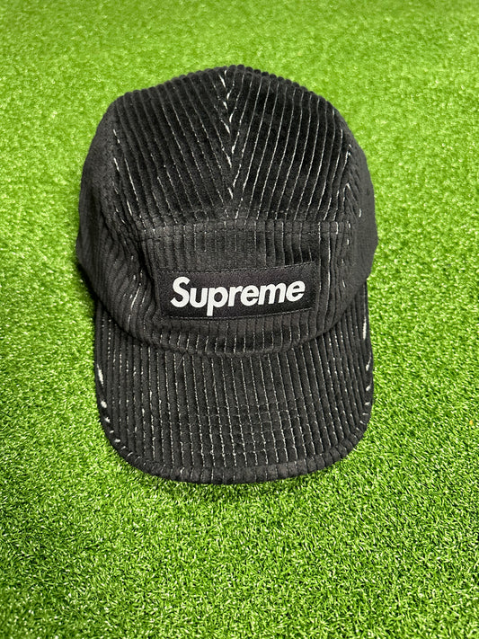 Gorra de campamento de pana bicolor negra Supreme