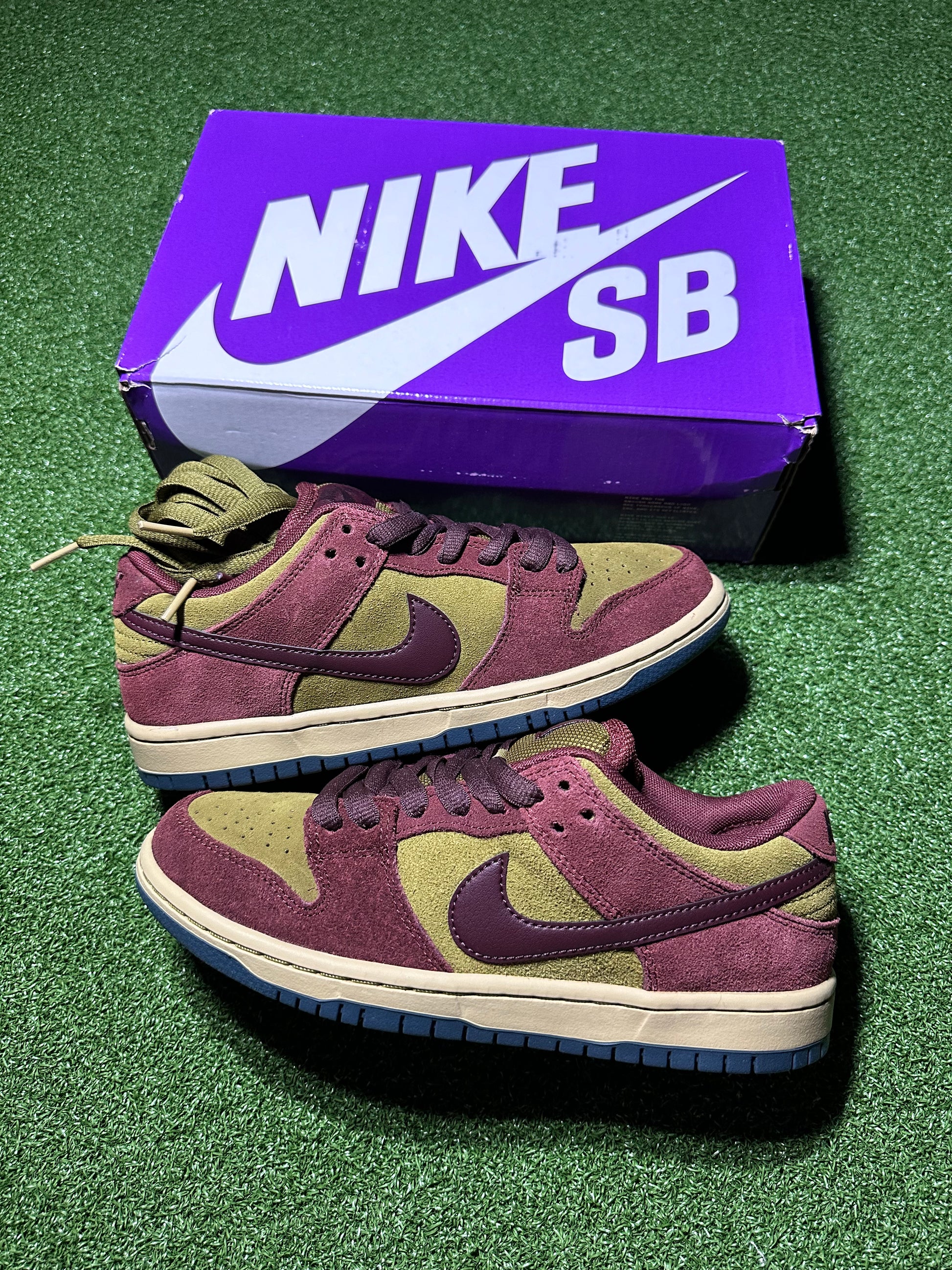 Nike SB Dunk Low Dark Team Red Olive Flak Side View