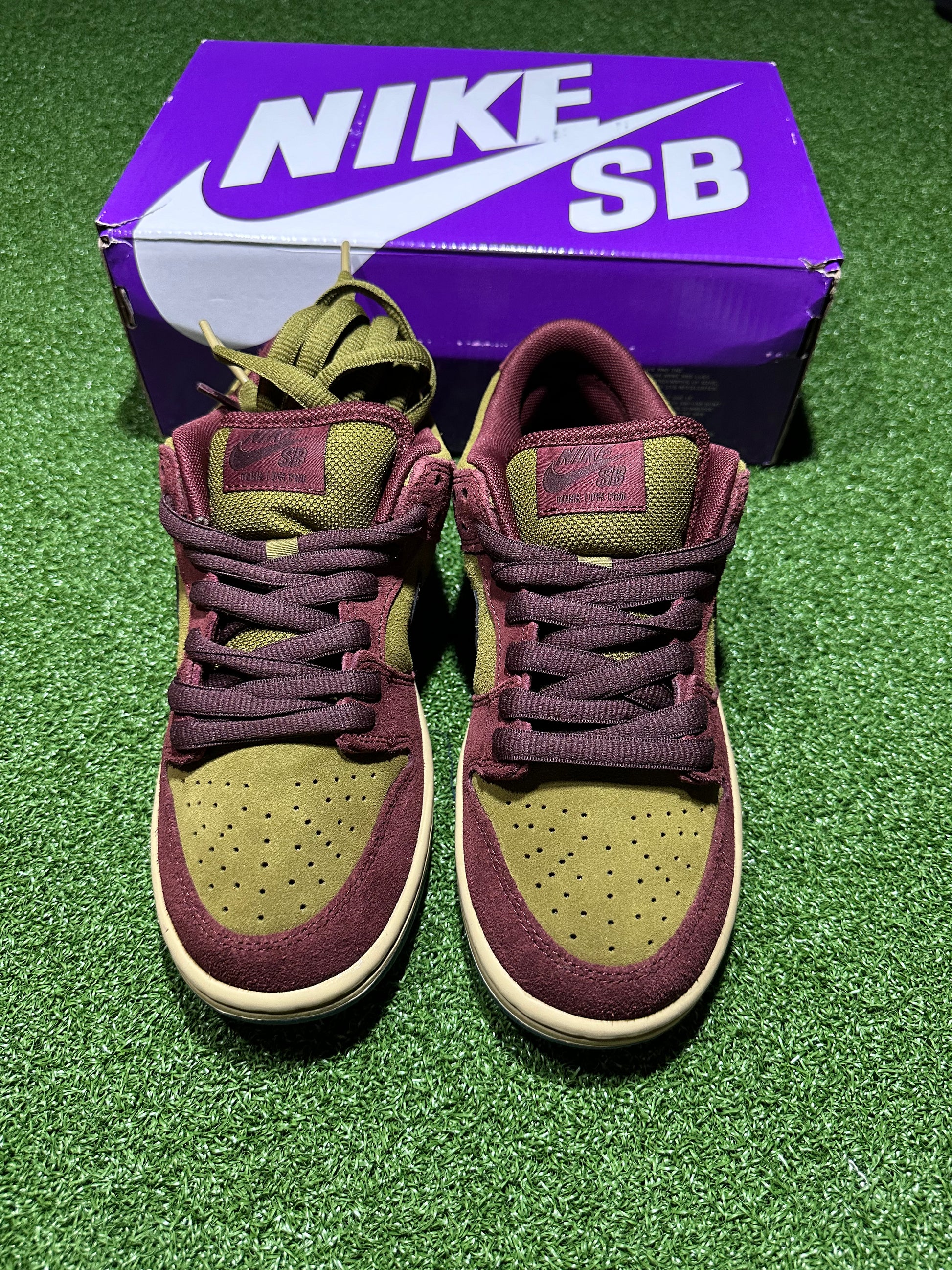 Nike SB Dunk Low Dark Team Red Olive Flak Top View