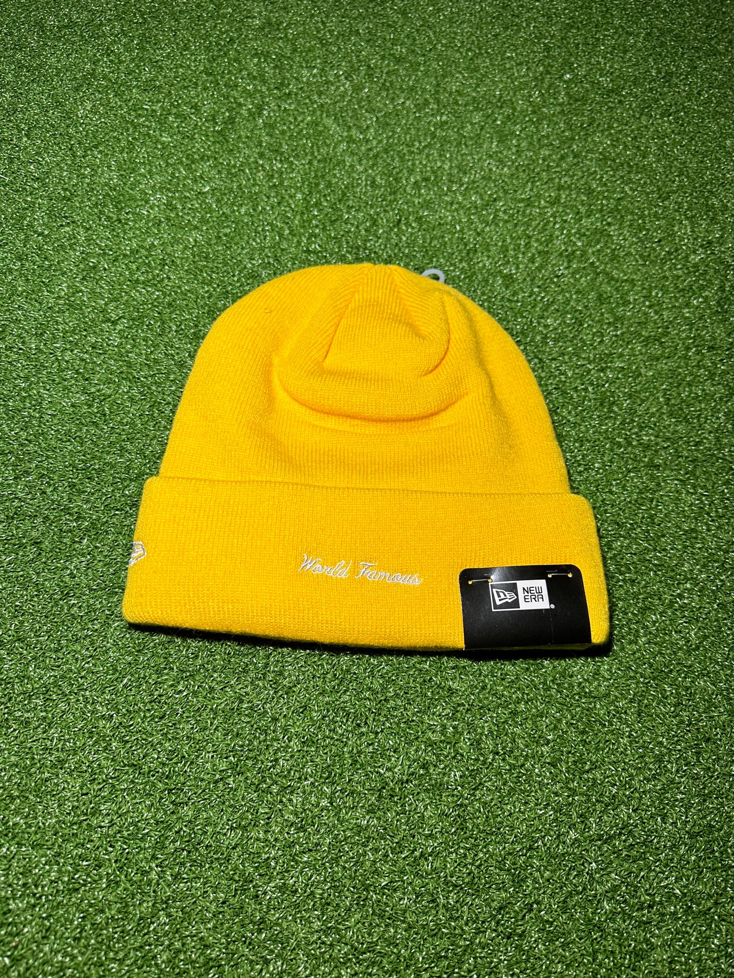 Supreme Box Logo Yellow Beanie Knit Detail