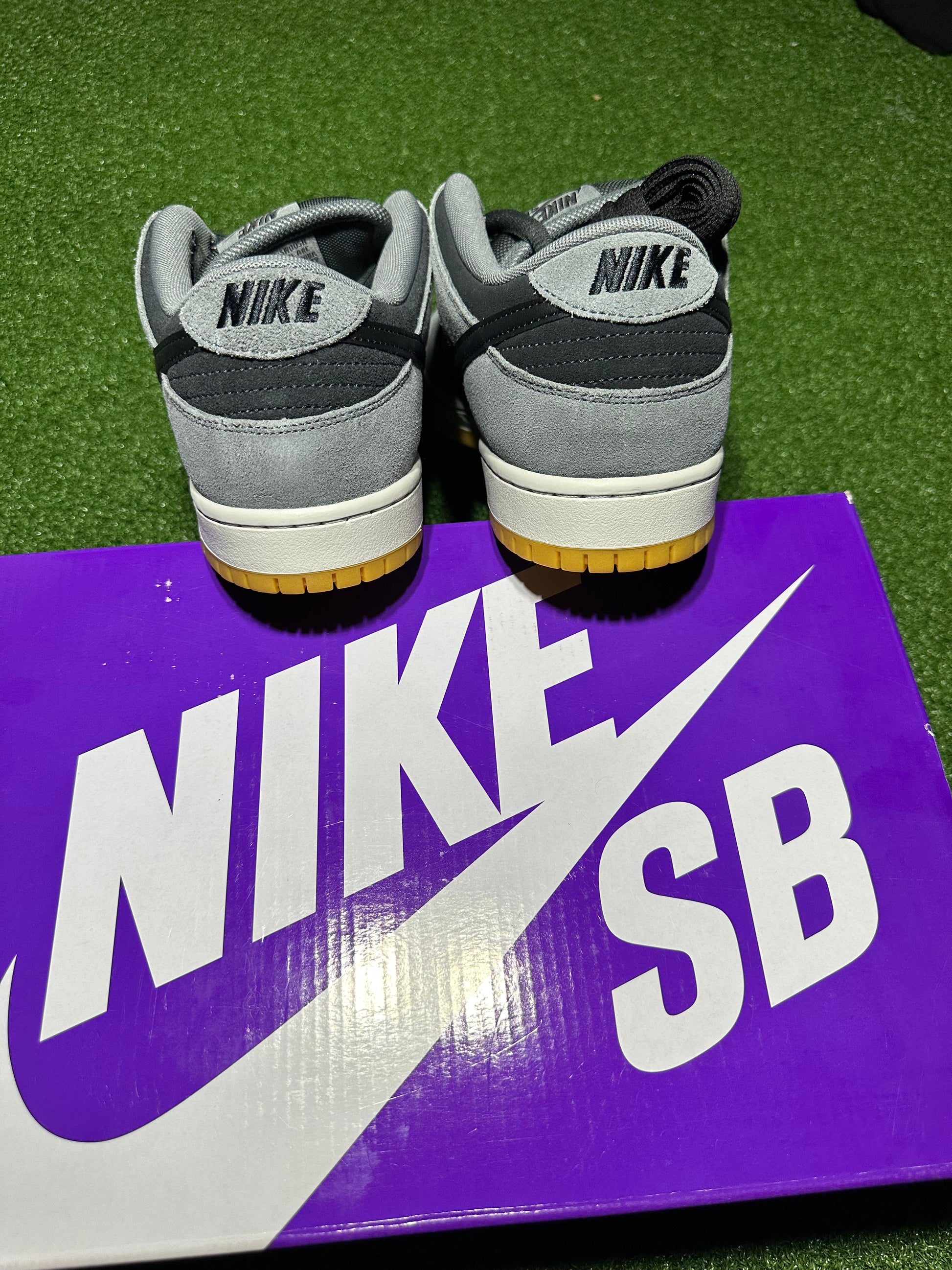 Nike SB Dunk Low Dark Smoke Grey premium suede skate shoes top view