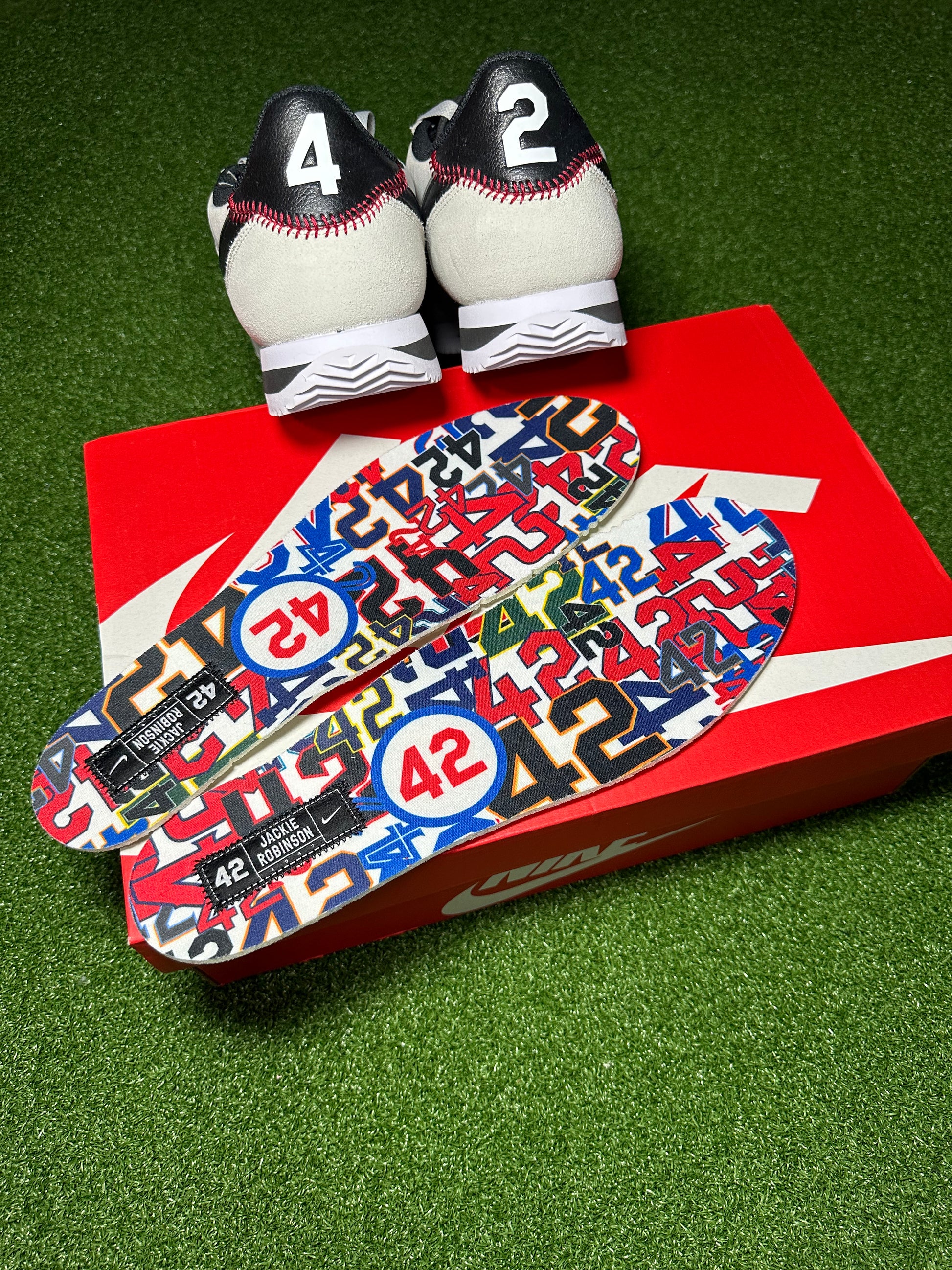 Number 42 heel detail on Jackie Robinson Cortez