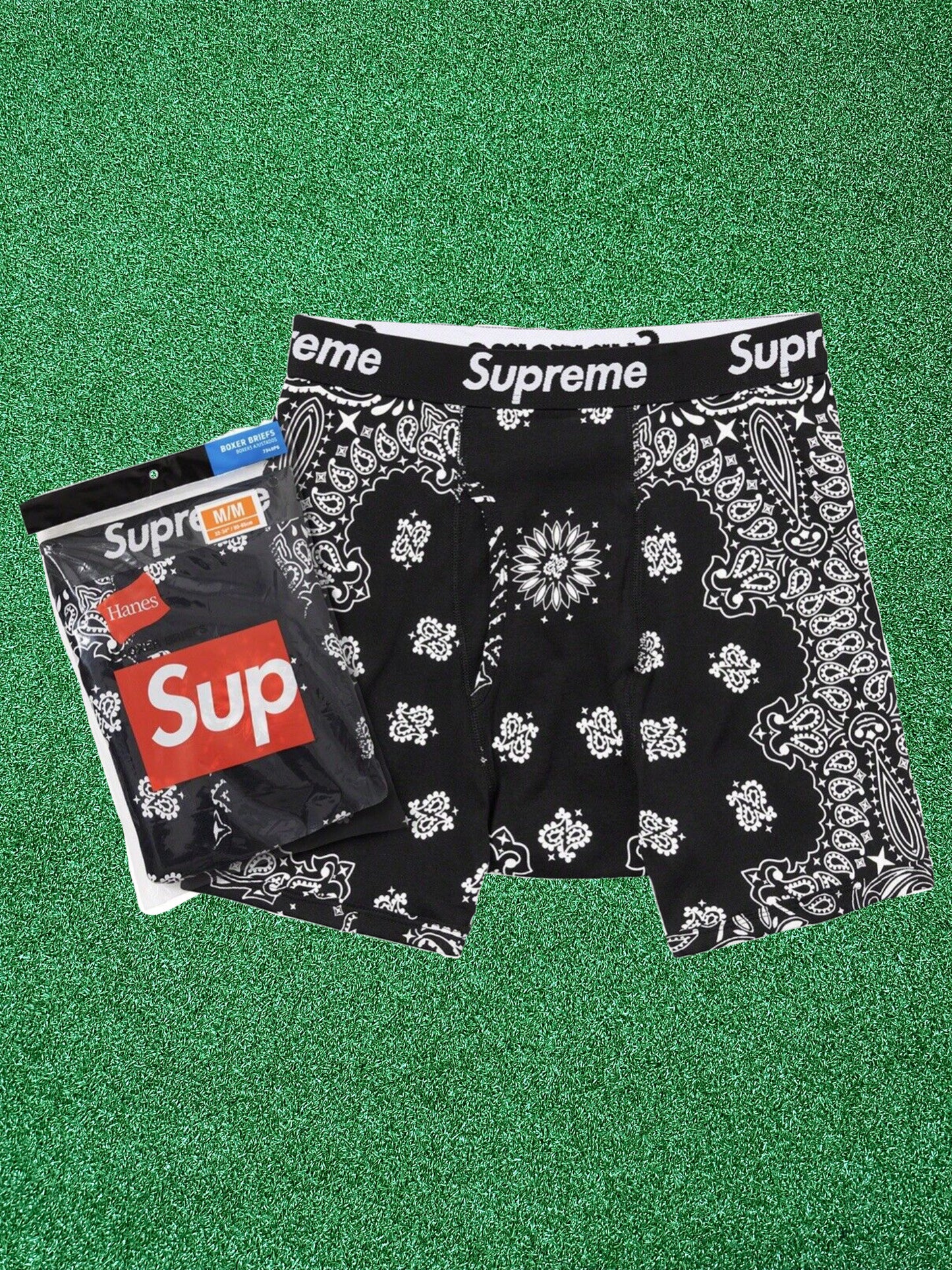 Supreme Hanes Bandana Boxer Briefs (2 Pack) Black