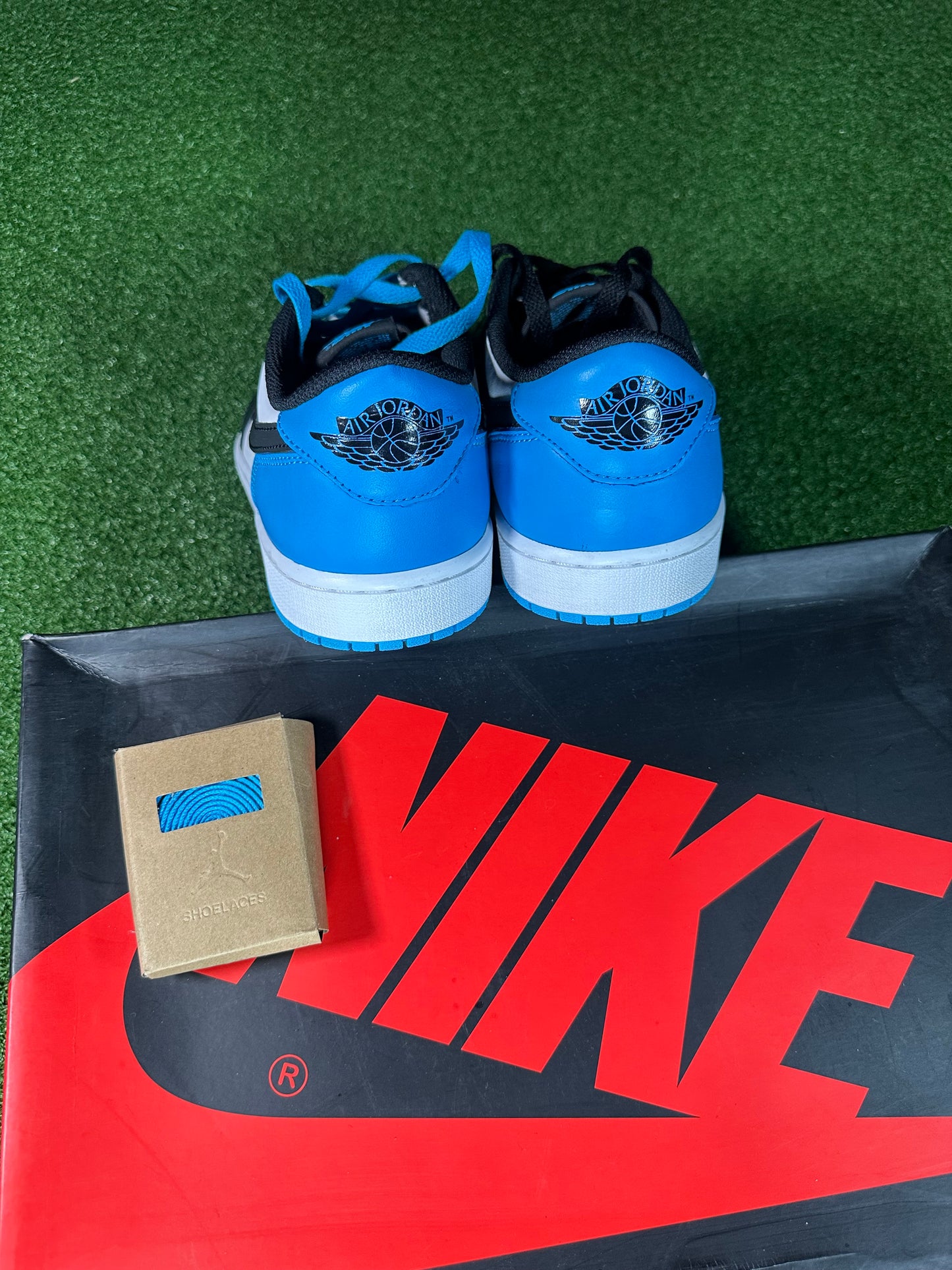 Jordan 1 Retro Low OG Black Dark Powder Blue LIKE NEW