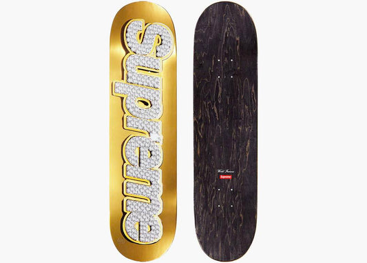 Supreme Gold Bling Box Logo Skateboard SS22