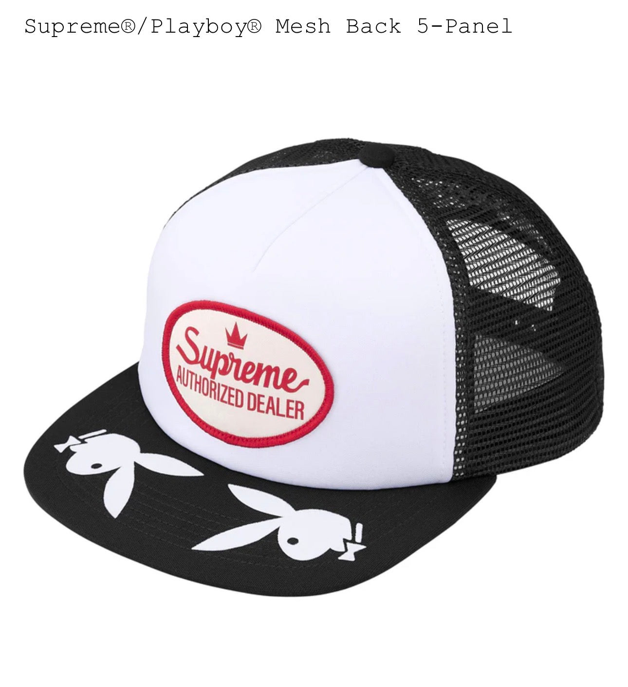Supreme Playboy Mesh SnapBack 5 Panel Black