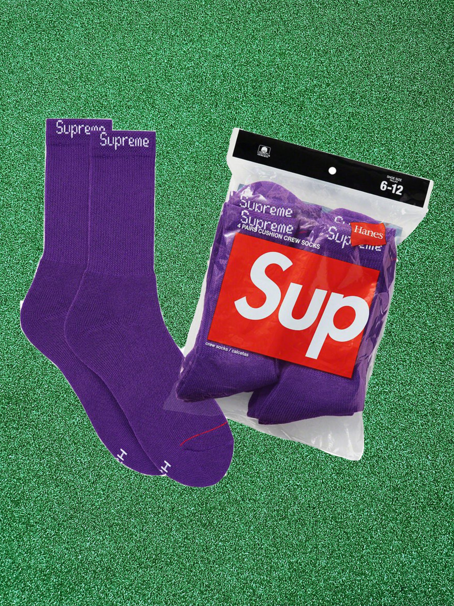 Supreme Hanes Crew Socks (4 Pack) Purple