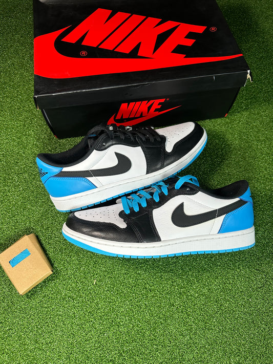 Jordan 1 Retro Low OG Black Dark Powder Blue LIKE NEW