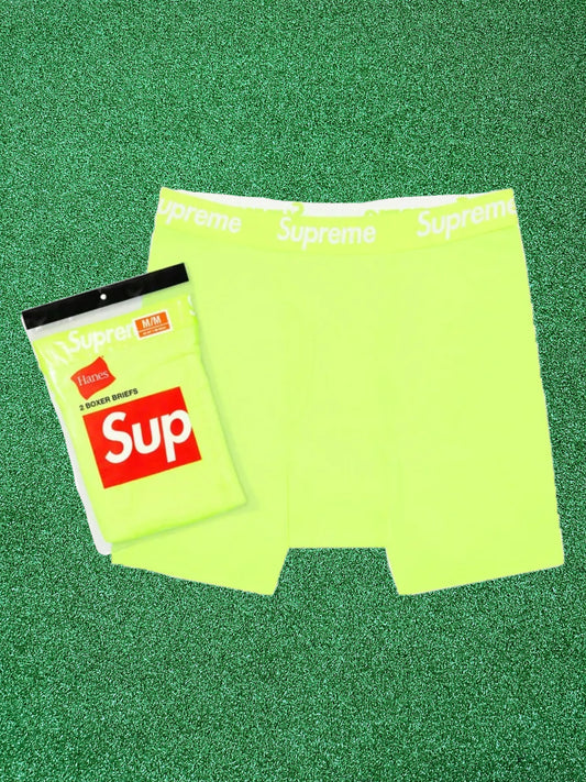 Supreme Hanes Boxer Briefs (2 Pack) Fluorescent Yellow