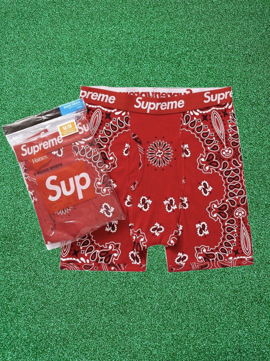 Supreme Hanes Bandana Boxer Briefs (2 Pack) Red