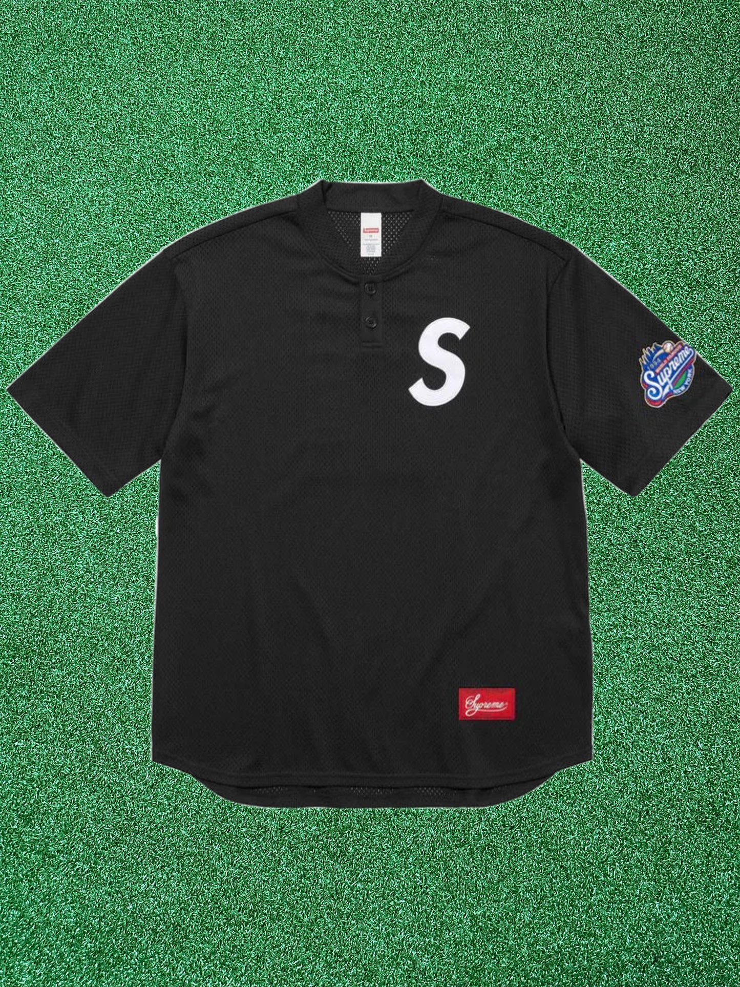 Supreme S Logo Baseball Henley Black