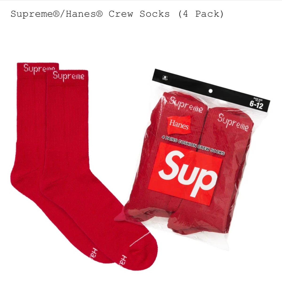 Supreme Hanes Red Socks