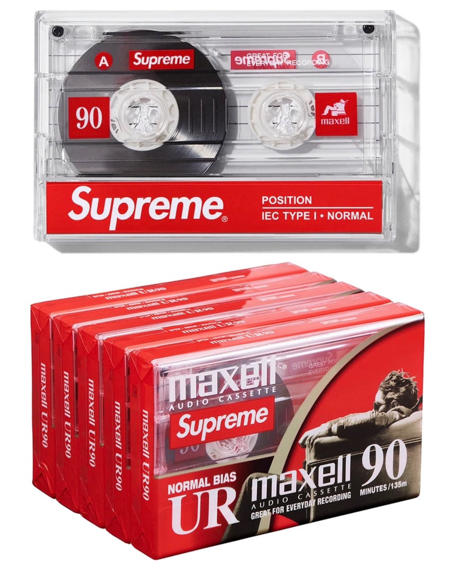 Cintas de casete Supreme Maxell (paquete de 5) transparentes