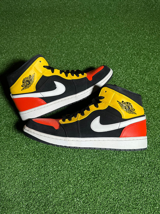 Jordan 1 Mid Black Amarillo Orange USED No Box