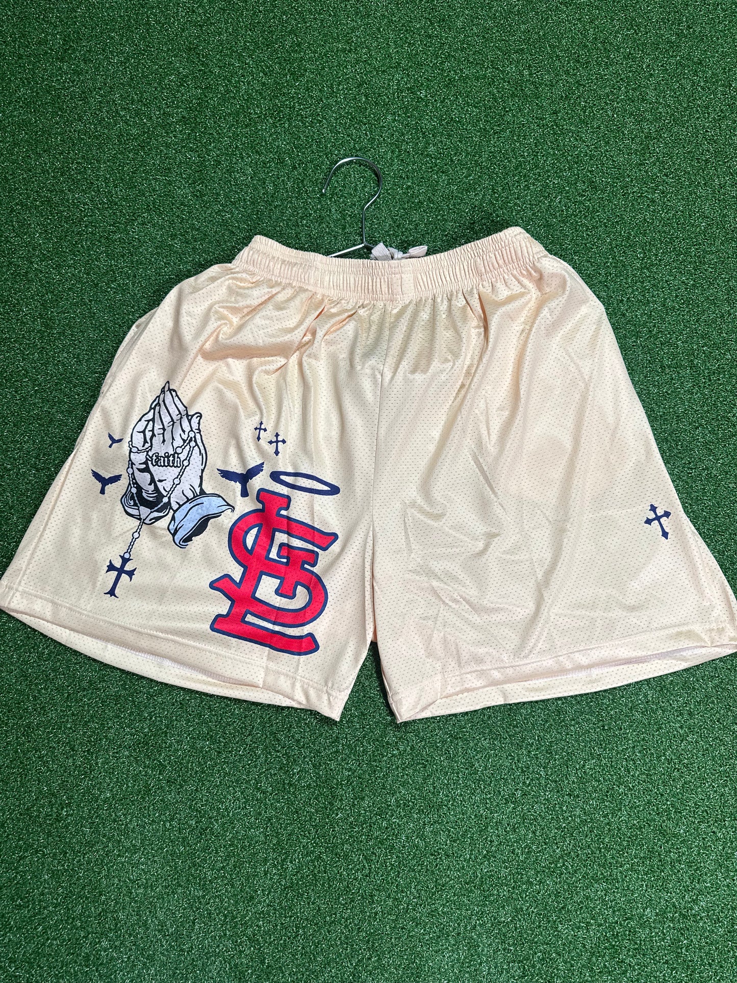 Pantalones cortos de béisbol personalizados - Crema St. Louis Cardinals