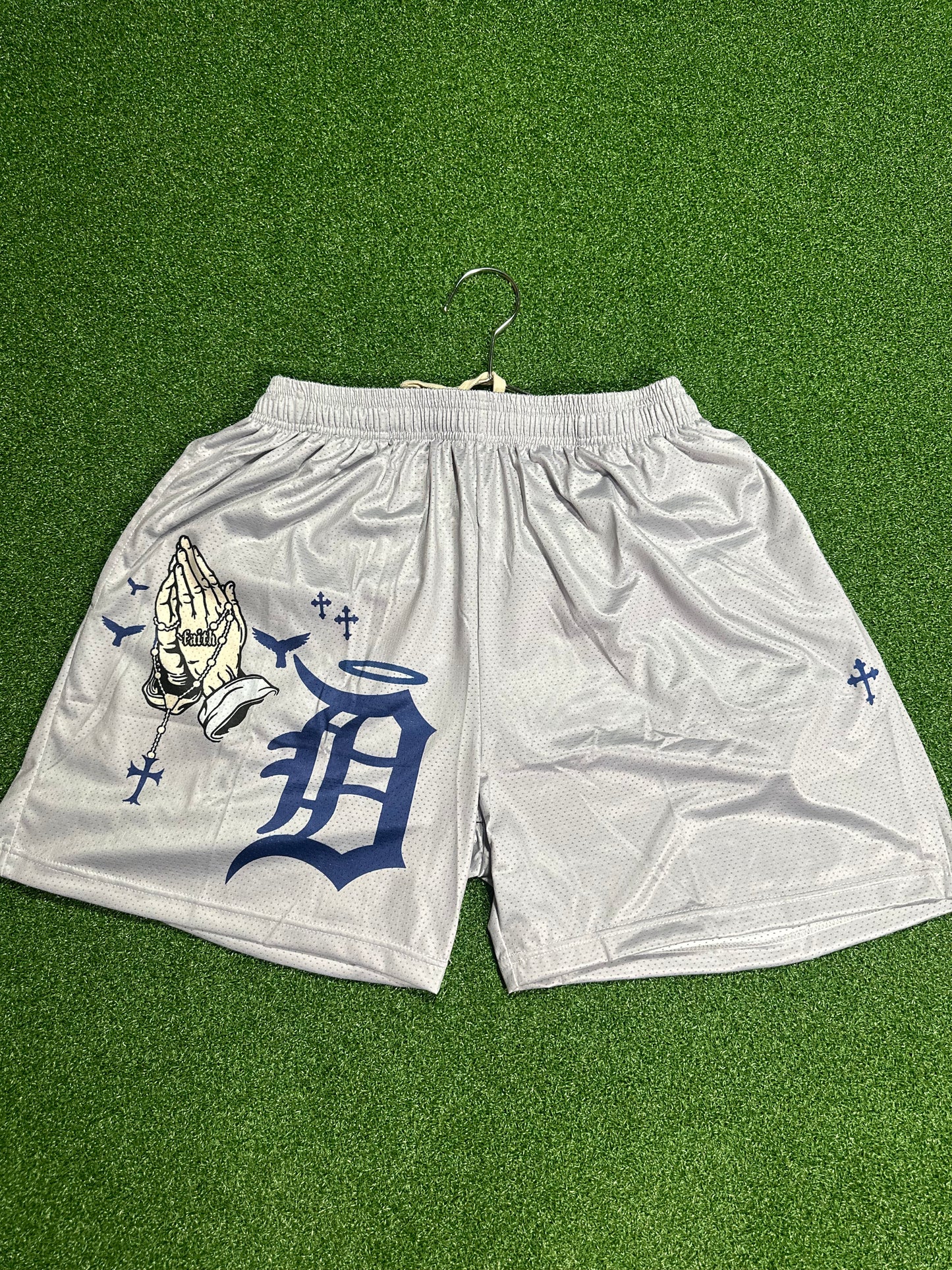 Pantalones cortos de béisbol personalizados: Tigres de Detroit en gris