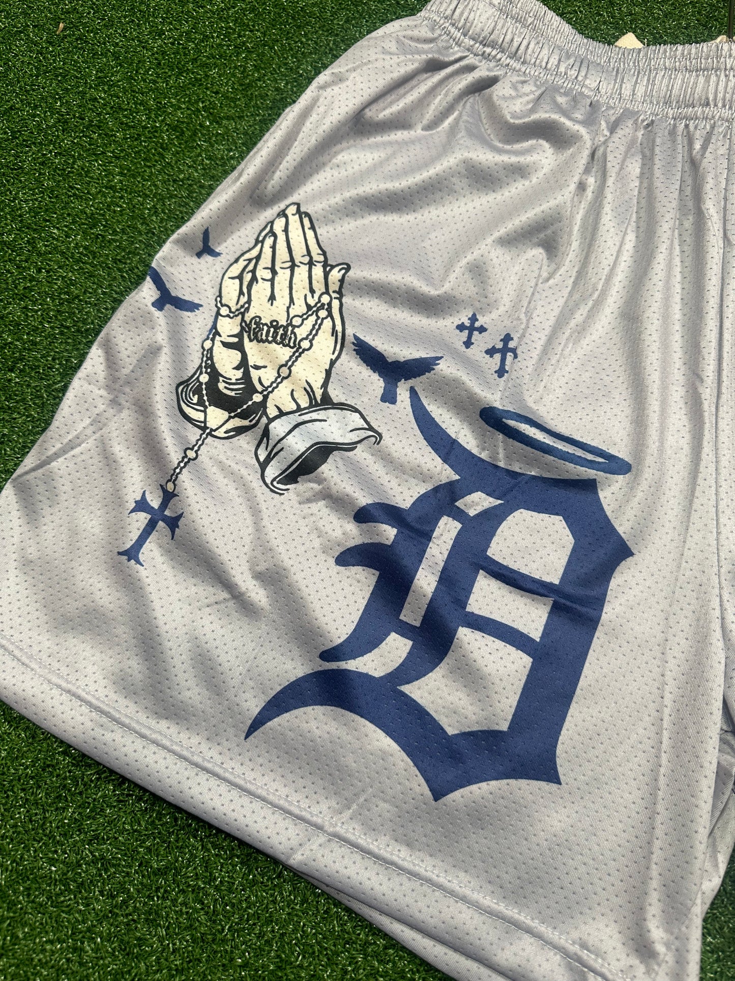 Pantalones cortos de béisbol personalizados: Tigres de Detroit en gris