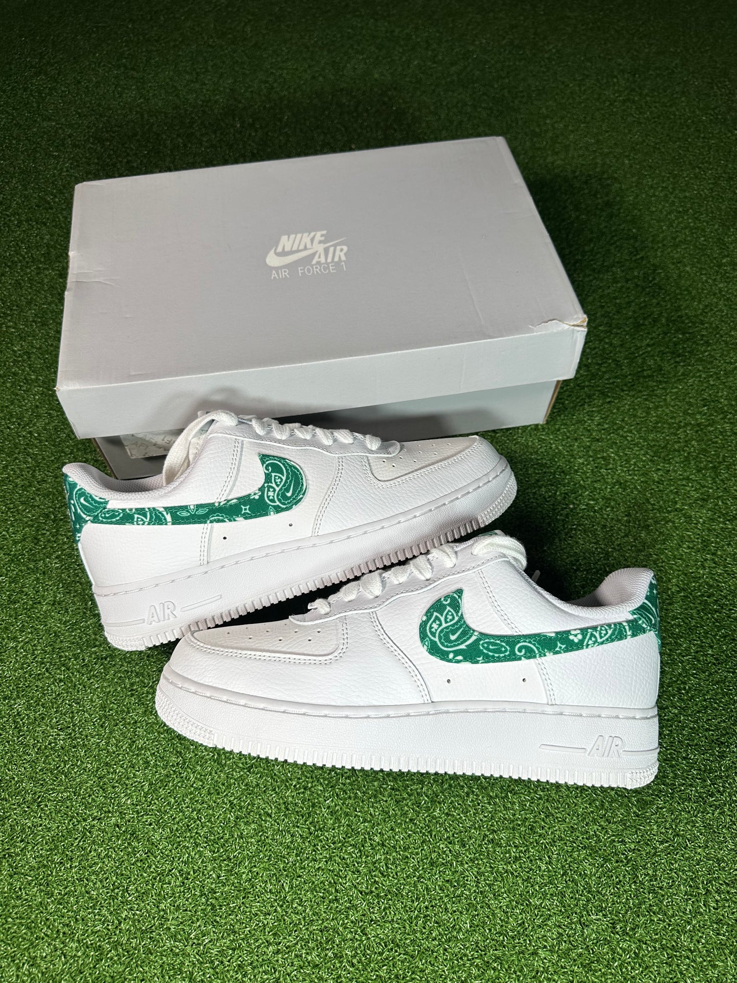 Nike Air Force 1 Low White Green Paisley Womens Side View