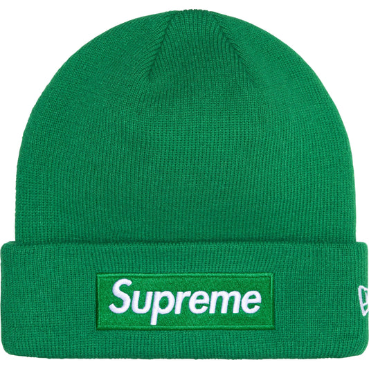 Supreme New Era Box Logo Green Beanie FW24 Front View
