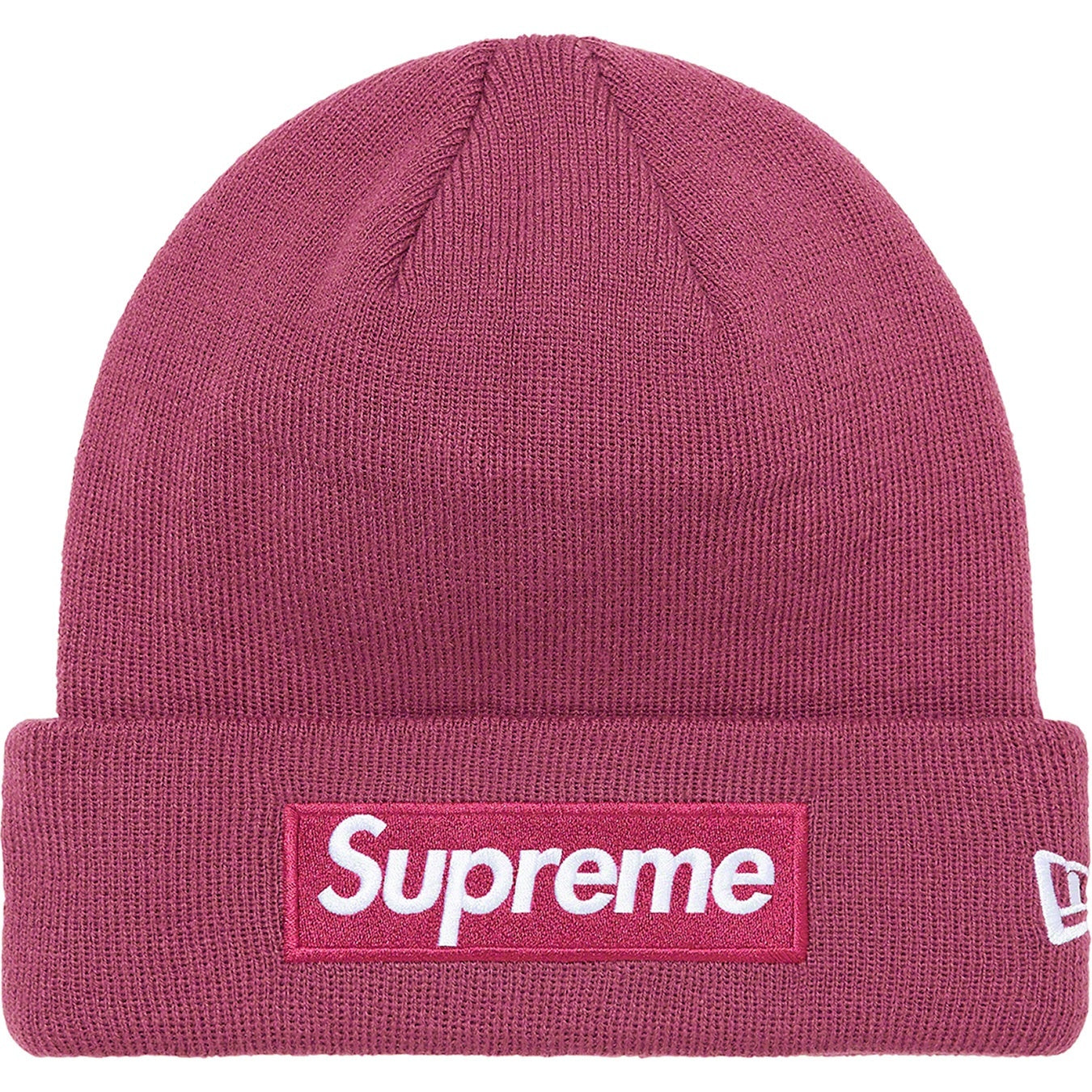 Supreme New Era Box Logo Plum Beanie FW21 Front View
