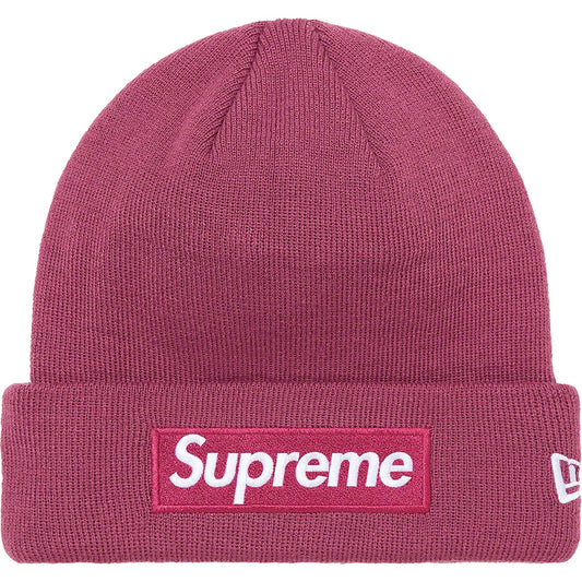 Supreme New Era Box Logo Plum Beanie FW21 Front View