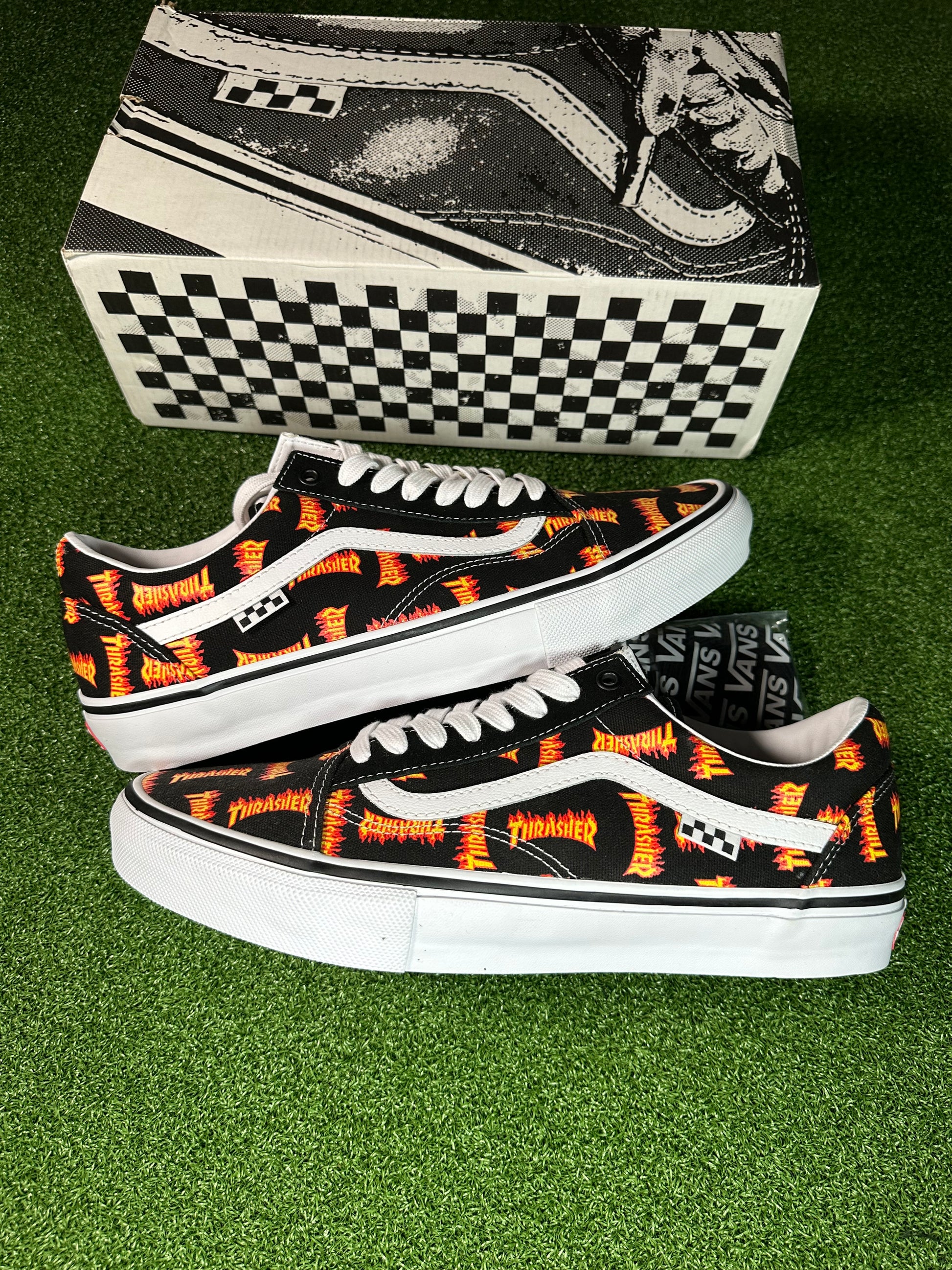 Vans Old Skool Thrasher All Over Flame Logo Side View
