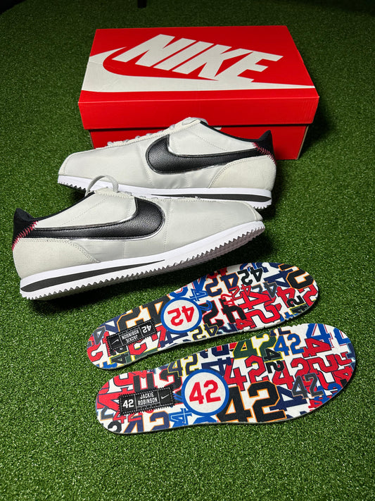 Side angle of Cortez Jackie Robinson tribute sneaker